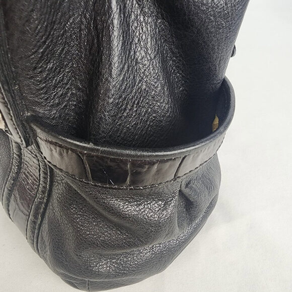 Brighton Black Leather Croc Print Tote Purse - Picture 9 of 15